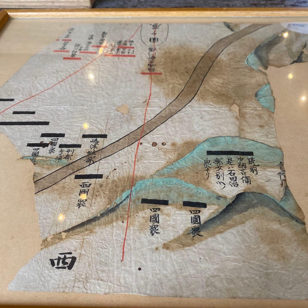 【珍品】関ヶ原の戦い 陣立図 古地図 手書き 和紙 現状品　額入り