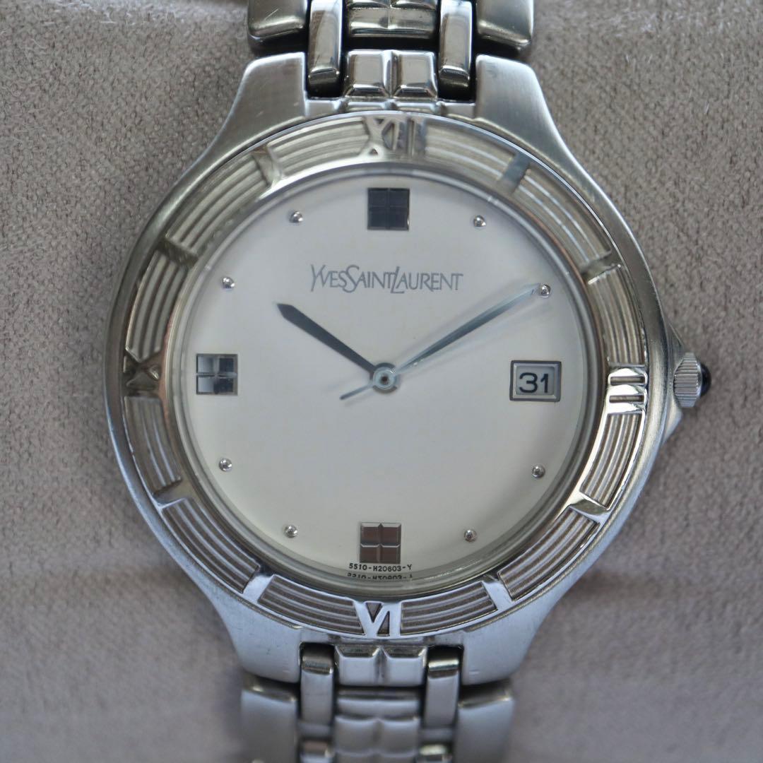 Yves Saint Laurent ローマンベゼル シルバー 腕時計 1362
