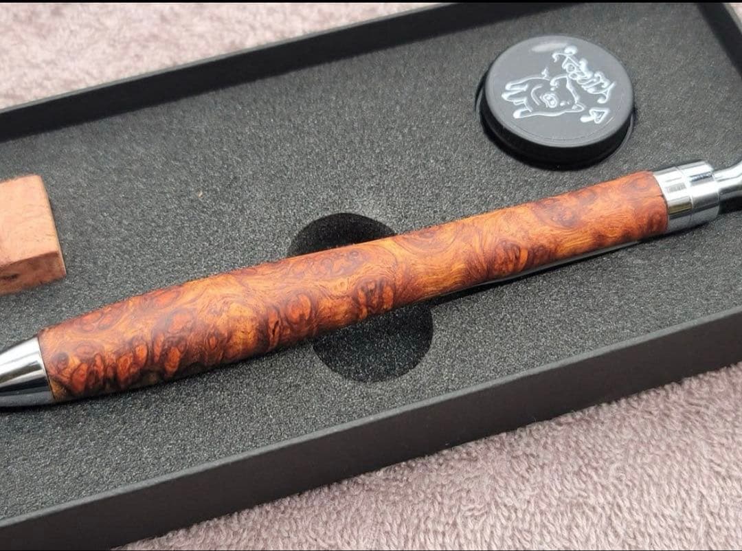 【美杢】新品　こぶた工房　極上花梨瘤紅白　シャープペンシル0.5ミリ