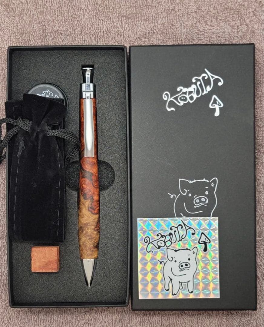 【美杢】新品　こぶた工房　極上花梨瘤紅白　シャープペンシル0.5ミリ