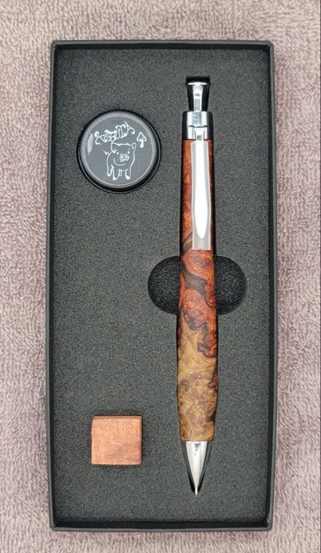 【美杢】新品　こぶた工房　極上花梨瘤紅白　シャープペンシル0.5ミリ