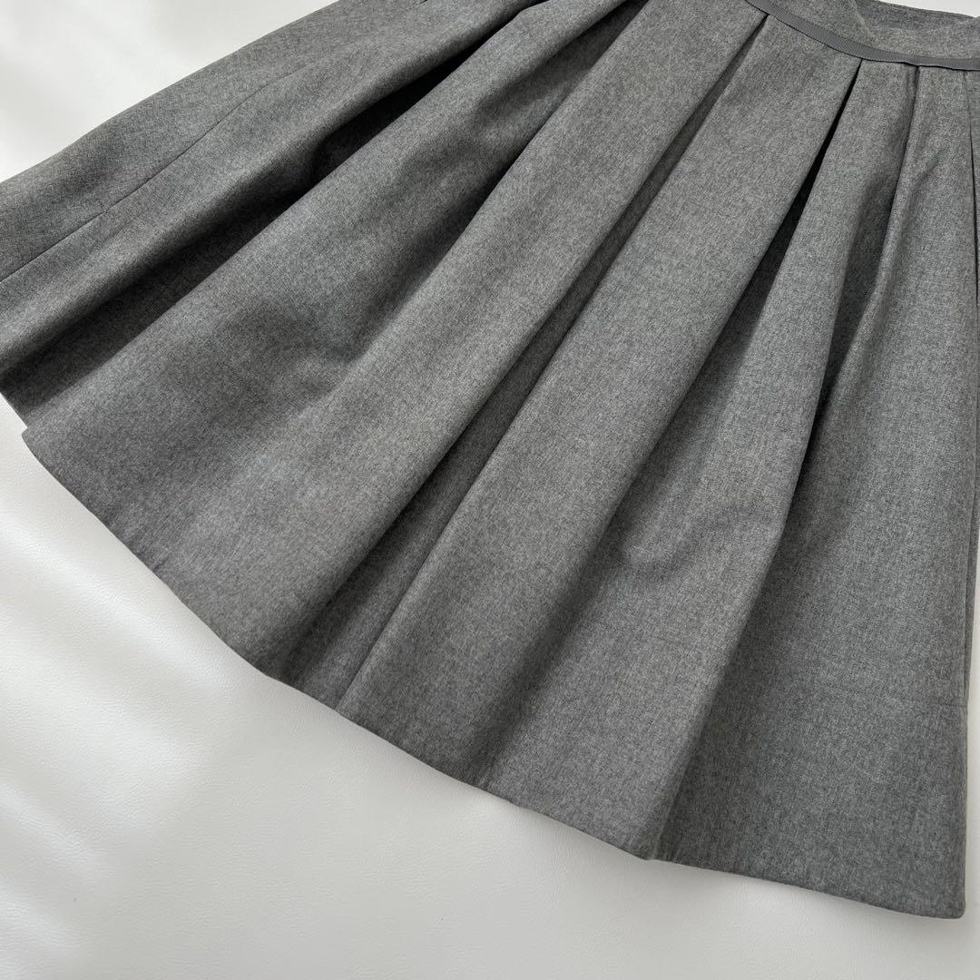 美品　Foxey フォクシー　ボックスプリーツスカート　ロゴプレート　38