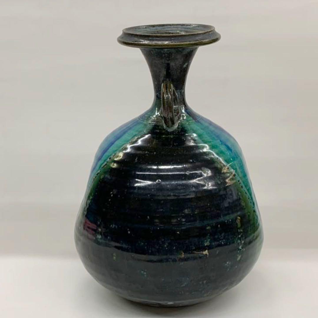 【花入れ15】青銅釉　加藤宇助　　高さ25㎝