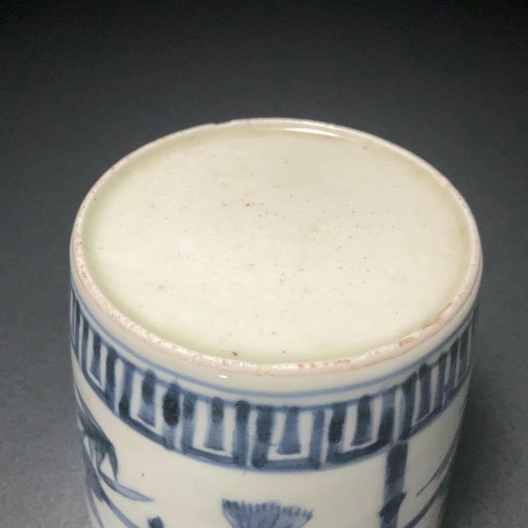 伊万里染付撫子文蕎麦猪口　骨董　古伊万里　6R1240w2ダB