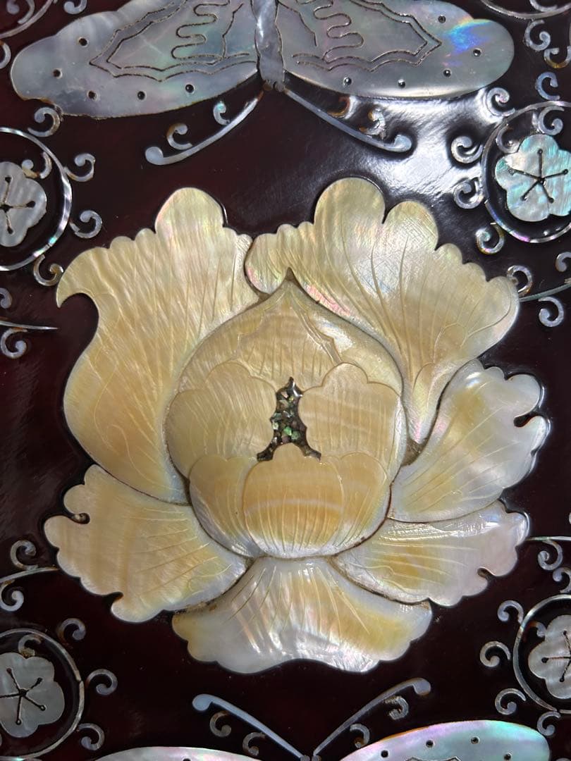 【父の骨董コレクション】韓国螺鈿 伝統工芸 漆器 九節板 クジョルパン 食器