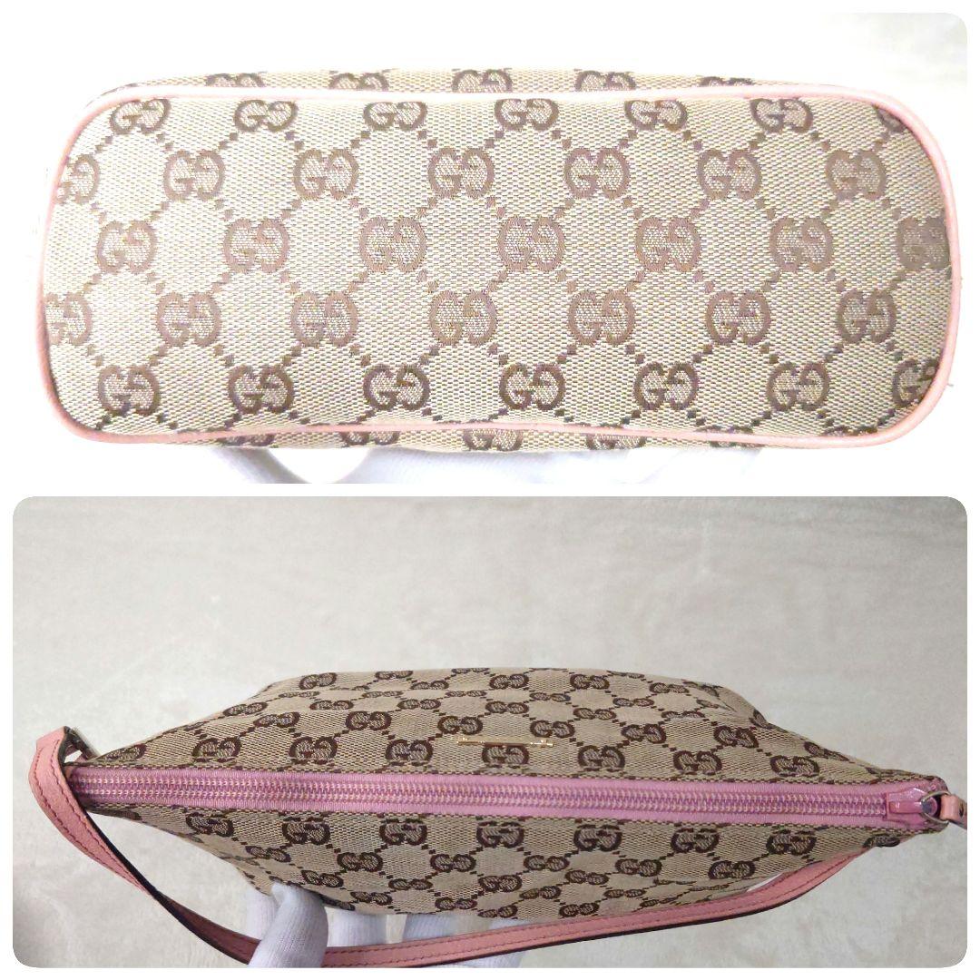【美品・希少】グッチ アクセサリーポーチ GGキャンバス ピンク系 07198