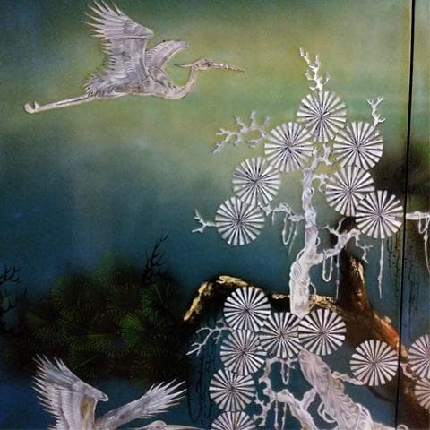 ★特大！　横238㎝（4枚組）　螺鈿　らでん　壁掛け/壁飾り　沖縄本島引取限定