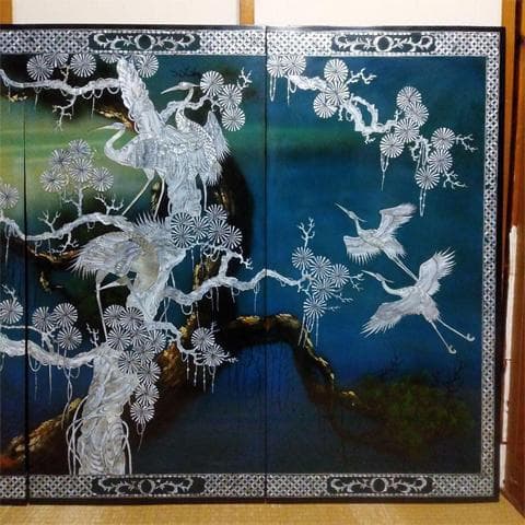 ★特大！　横238㎝（4枚組）　螺鈿　らでん　壁掛け/壁飾り　沖縄本島引取限定