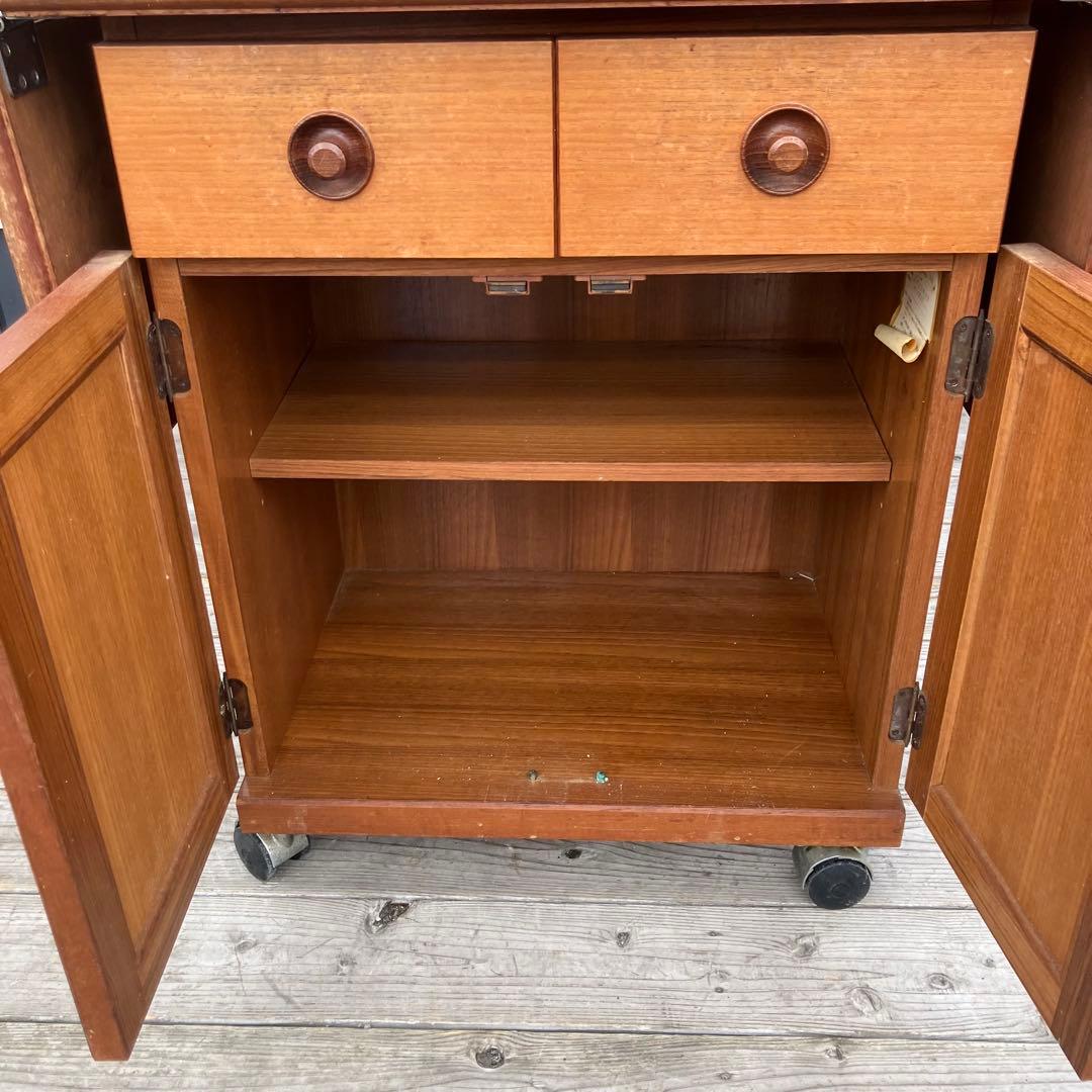 北欧レトロ 木製 バタフライテーブル ダイニングテーブル キャスター付き