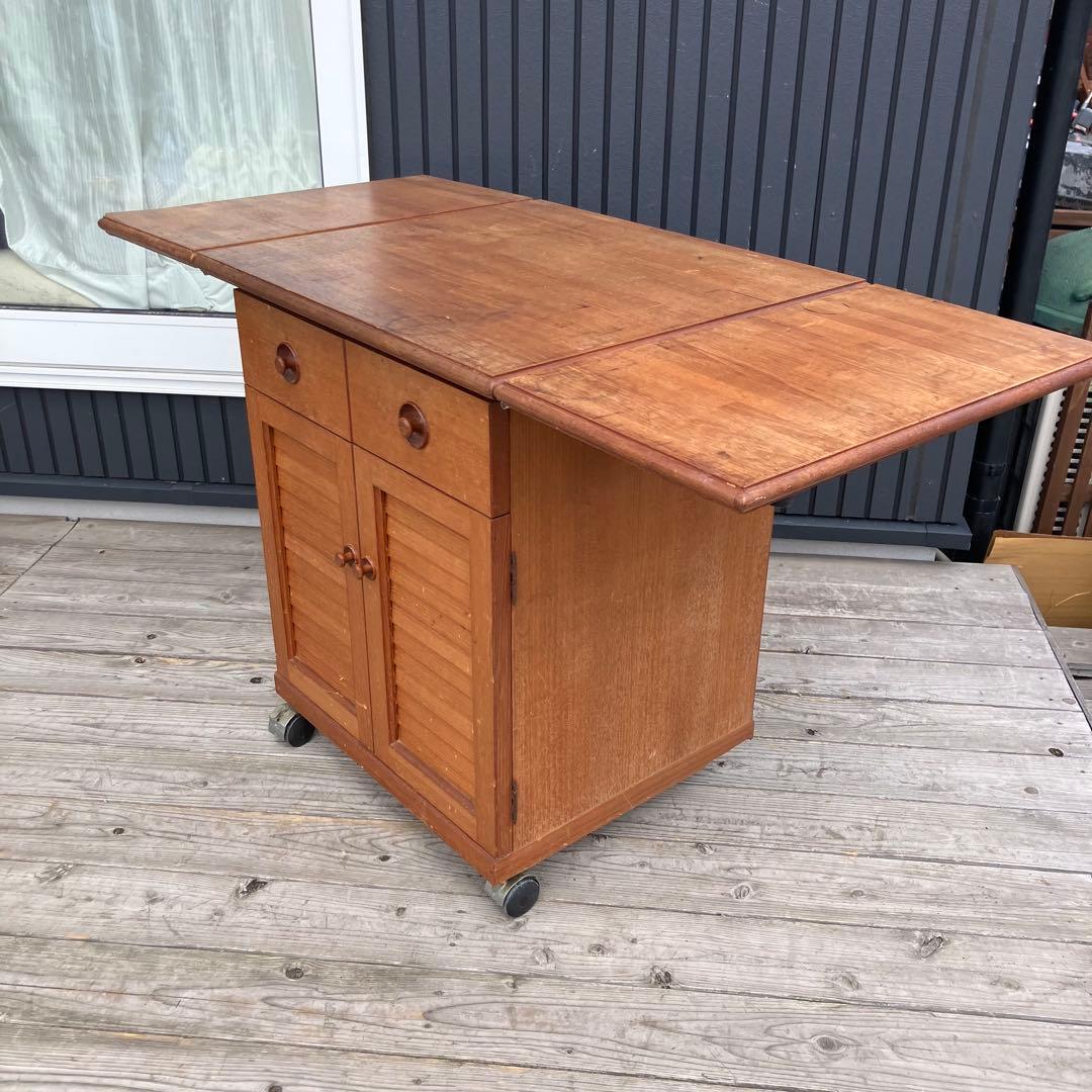 北欧レトロ 木製 バタフライテーブル ダイニングテーブル キャスター付き