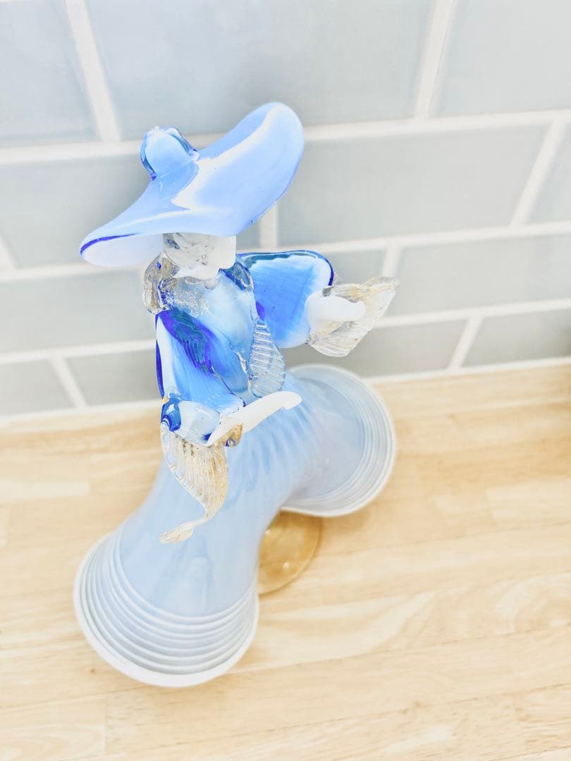 ベネチアン ガラス murano ムラーノ 貴婦人 ドール オブジェ 空色