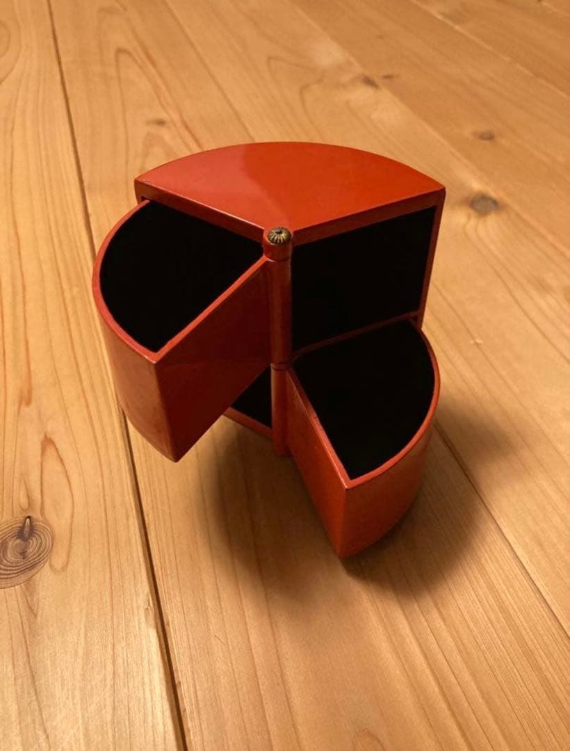 細工物 三色小物入れ 漆器 黒・赤・金