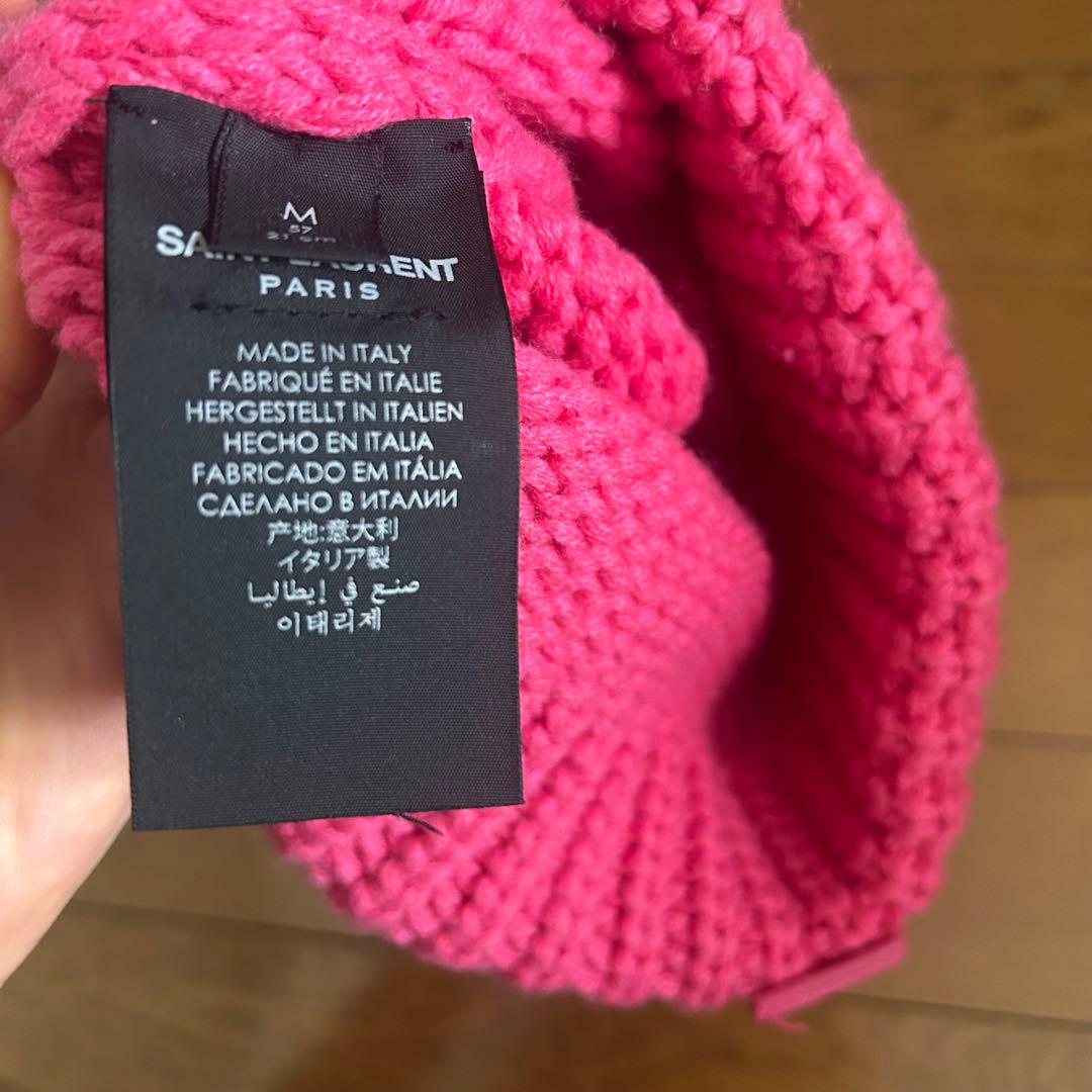 SAINT LAURENT サンローラン ビーニー ピンクニット帽
