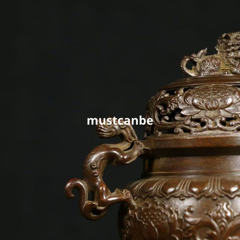 銅器 香炉 チ竜耳三足薫香炉 美品 縁起物 香道具 工芸品 置物の通販は