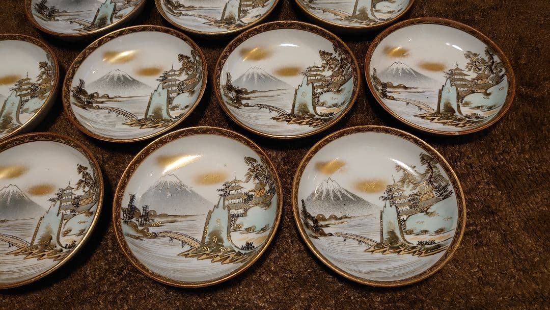 古九谷　九谷焼　明治九谷　金襴手　豆皿　菓子皿　蔵出し　１０客