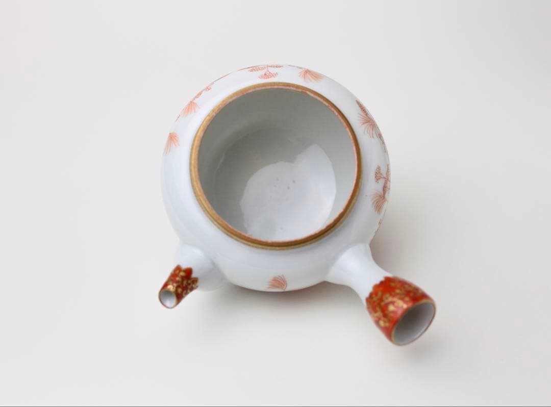 九谷焼 金城竜山 九谷竜山 金彩 赤絵秋草 煎茶器 急須 煎茶道具 煎茶碗