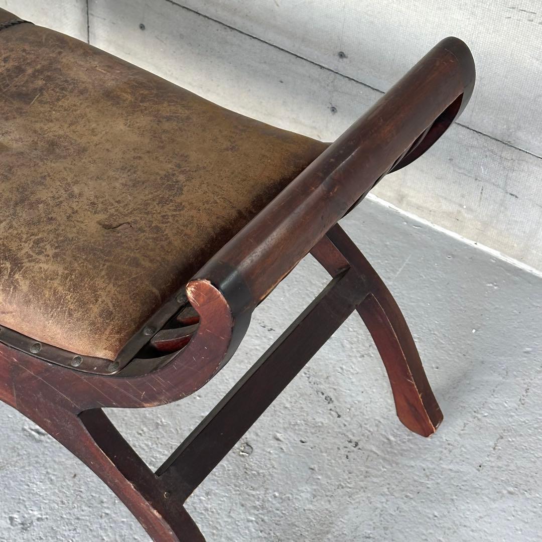 ☆カルティニベンチ☆ 鉄鋲 本革座面×ウッドフレーム ミッド