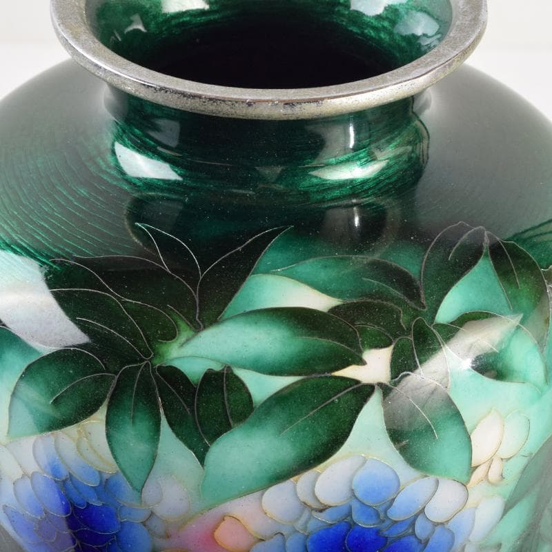 七宝焼　安藤七宝店　透釉　藤文　花瓶　M　R9142