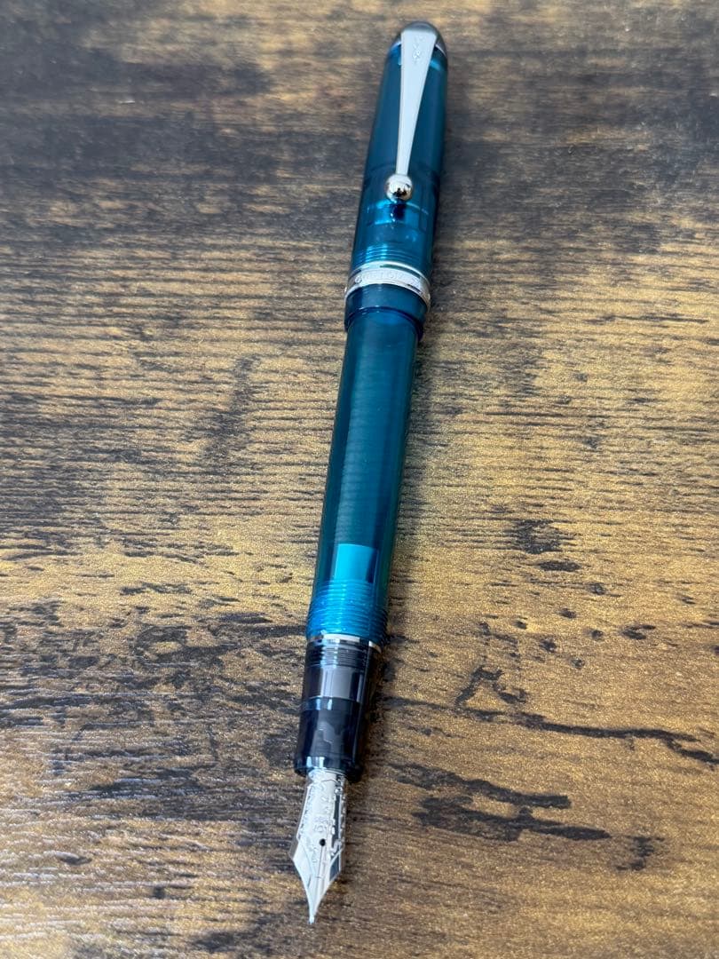 試筆のみ　ターコイズグリーン　透明軸　14金　パイロット　万年筆　細字 PILOT（パイロット） 高級筆記具 万年筆 カスタム74 ノンカラー FKKN