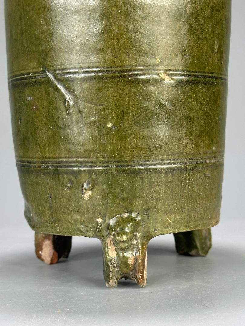 中国古代美術　東漢　漢時代　緑釉陶倉　穀倉形器　三足　出土古陶　唐物　古物保証