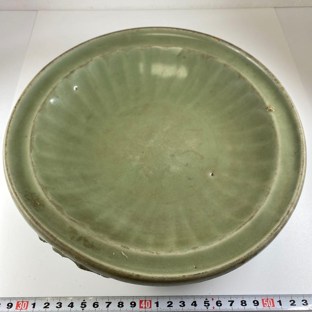 中国明時代　竜泉窯　青磁大皿　直径27.6㎝　トコトコ　東な7-0325☆2F