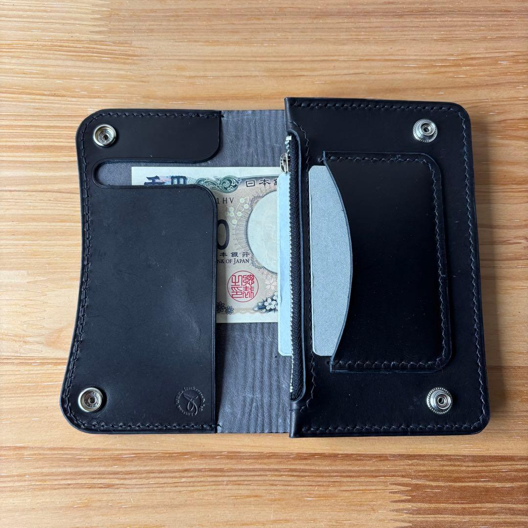 takeshitto【ブラック&クロコダイル】ミドルトラッカーウォレット