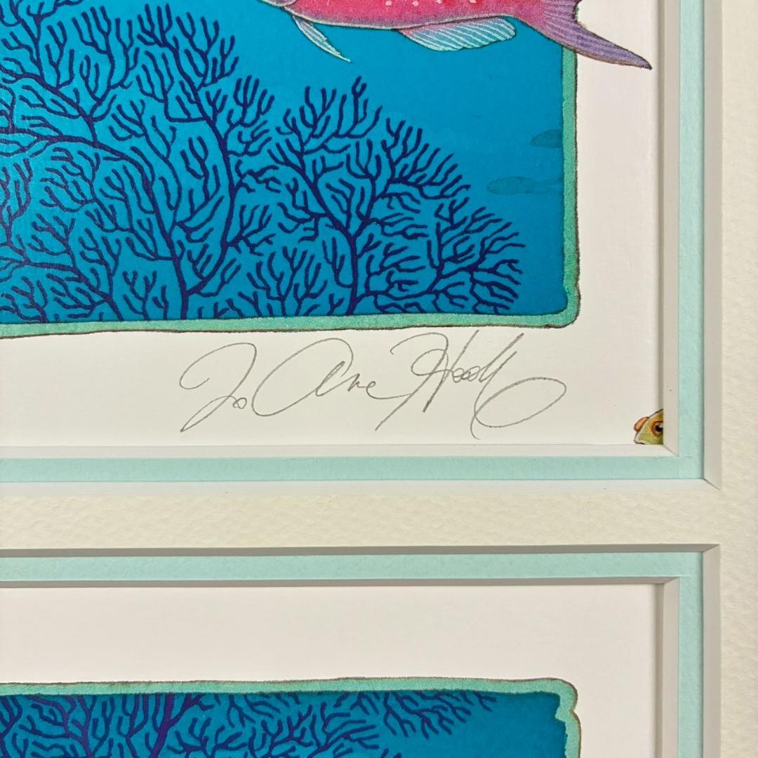 ジョアン・フック「サンゴ礁と熱帯魚」リトグラフ4点 直筆サイン入 額縁入