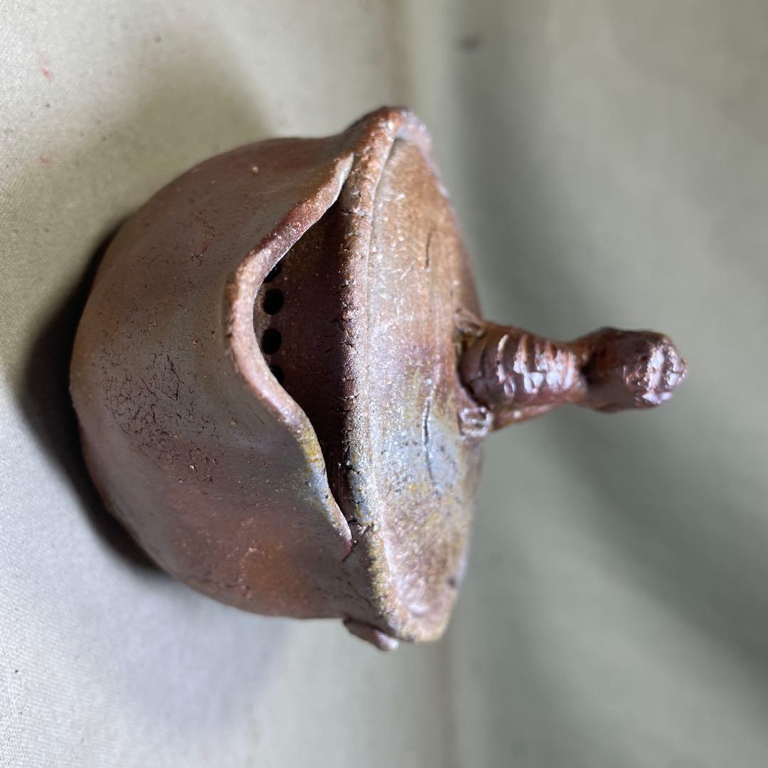 備前焼 備前手造り龍宝瓶 獅子宝瓶 在銘 2点セット 煎茶器