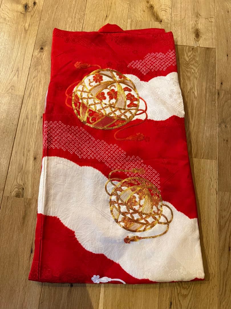 七五三　女の子アンティーク着物、被布、草履、足袋セット