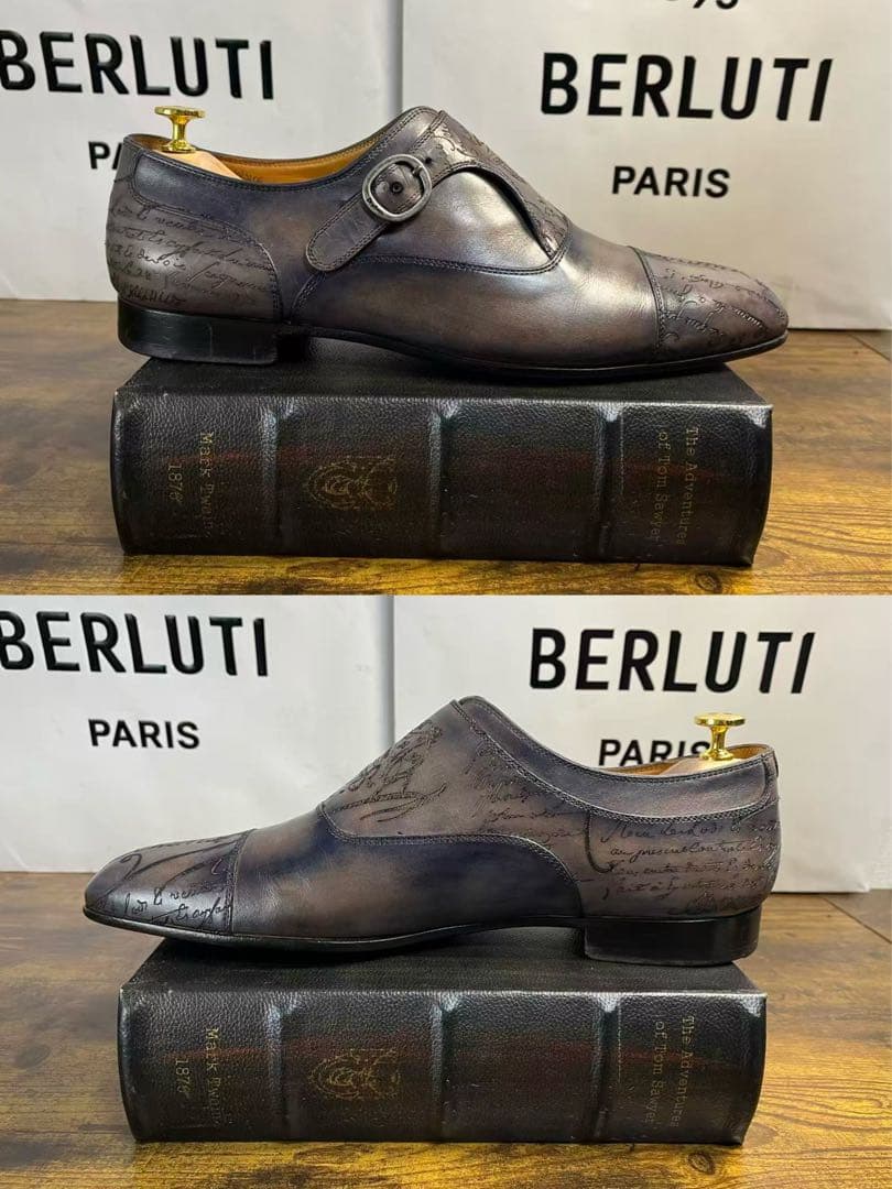 52万 極美品 Berluti シングルモンクストラップ レザー シューズ 10