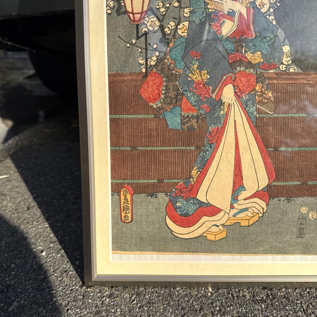 浮世絵 大判 木版画 女性と花 lanterns