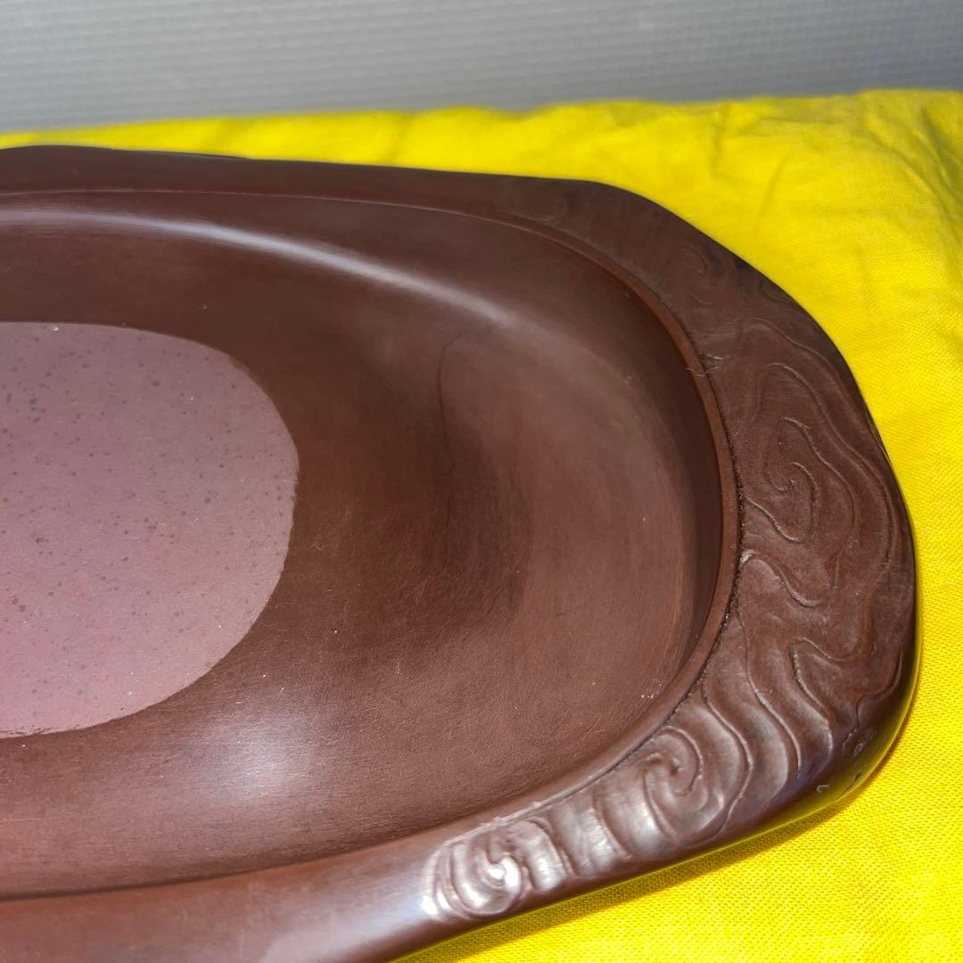 ⭕️紅渓石硯 相馬羊堂 希少 彫刻入 6寸大 美品