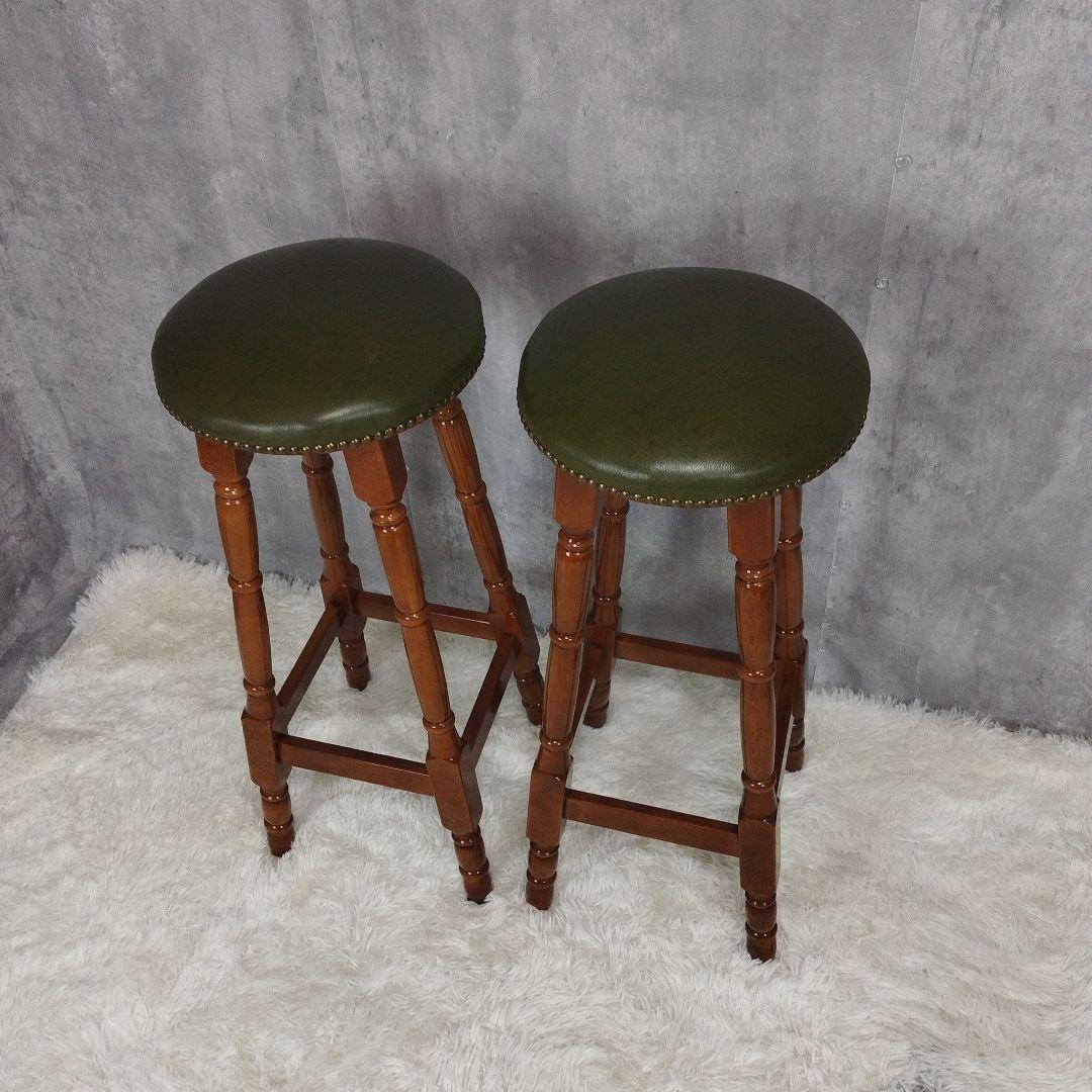 2個セット　カウンターチェア　バー　ハイチェア　アンティーク