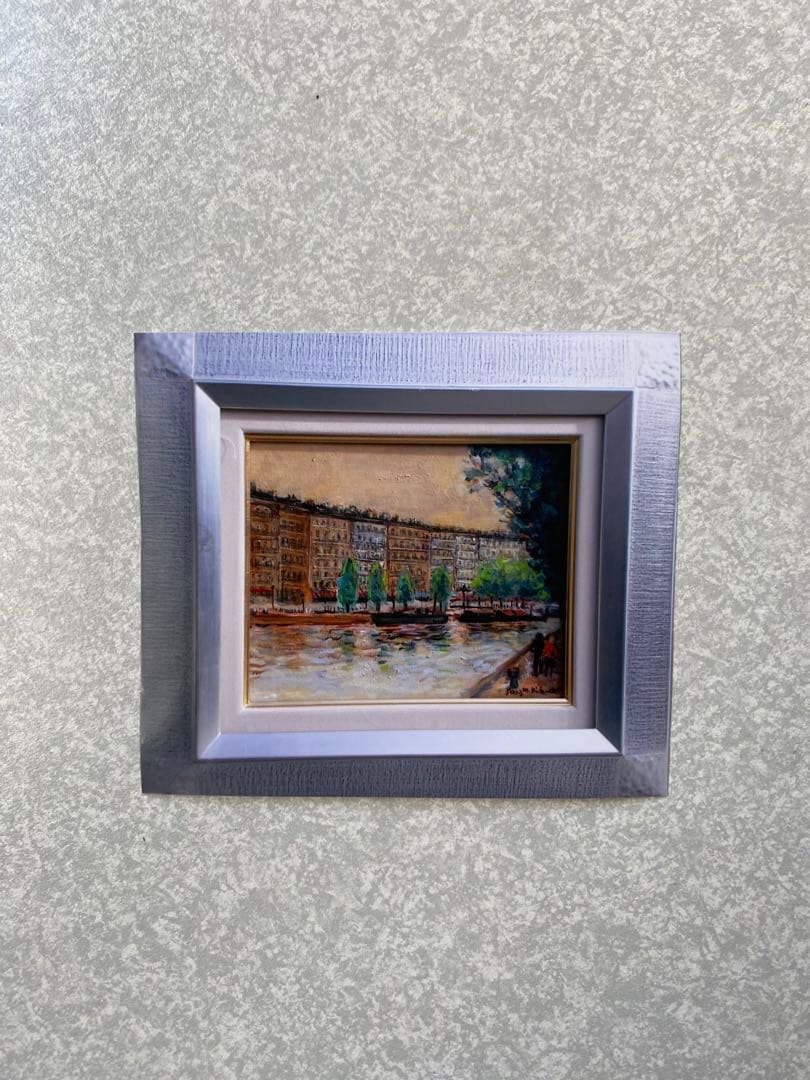 菊地正則 絵画 パリ 景色 「セーヌ河畔」F3 油彩画 油絵 美品 額付きアート