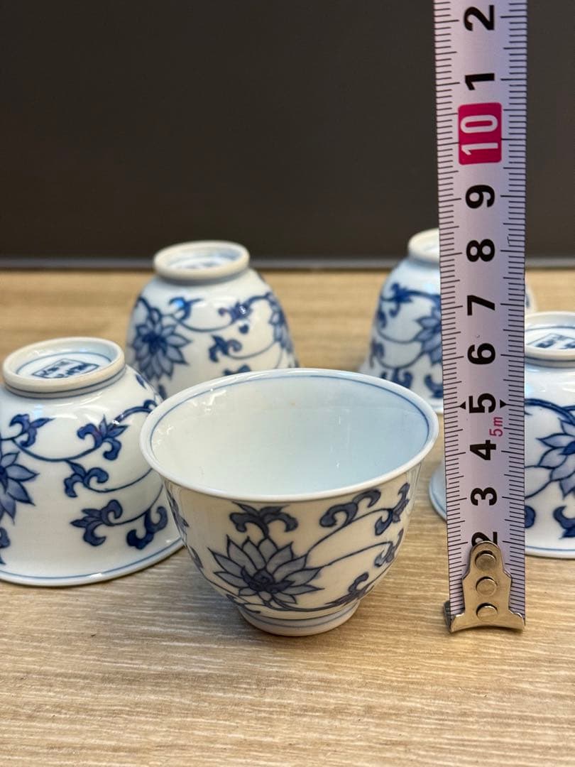 1517 中国骨董 大明成化年製銘 湯呑5客 古美術品 時代物