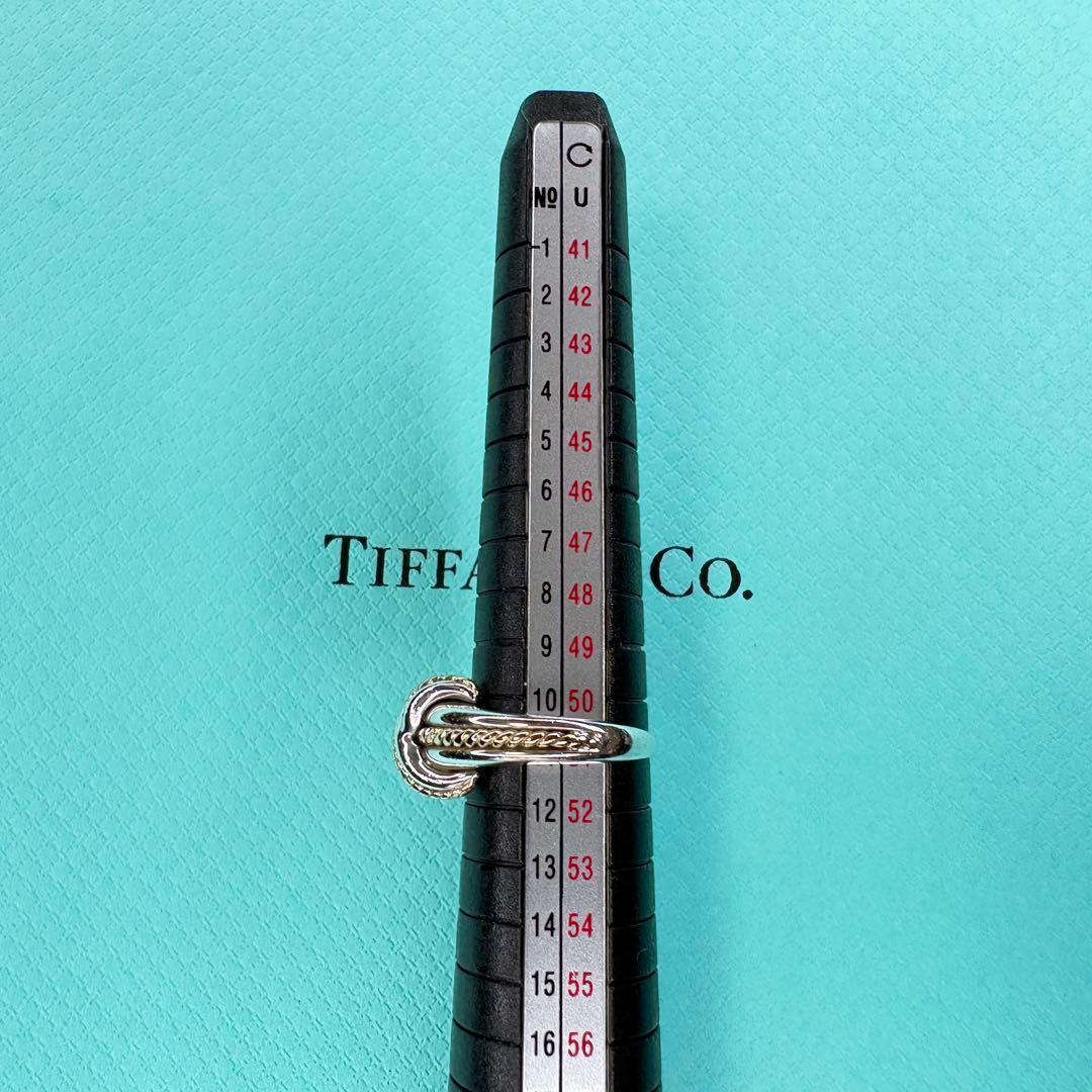 【美品】約11号 ティファニー シグネチャークロス Au750 SV925コンビ