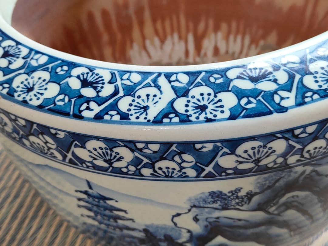 昭和レトロ 火鉢 常滑製 みや古焼 陶器 大きい火鉢 和風 中国風