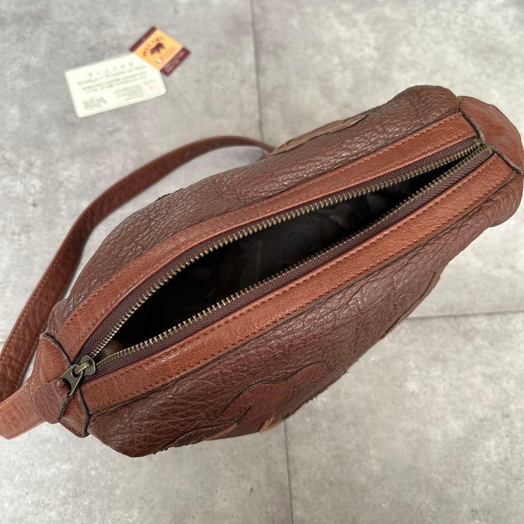 希少　IBIZA ペッカリー　パッチワーク　ショルダーバッグ　葉　本革