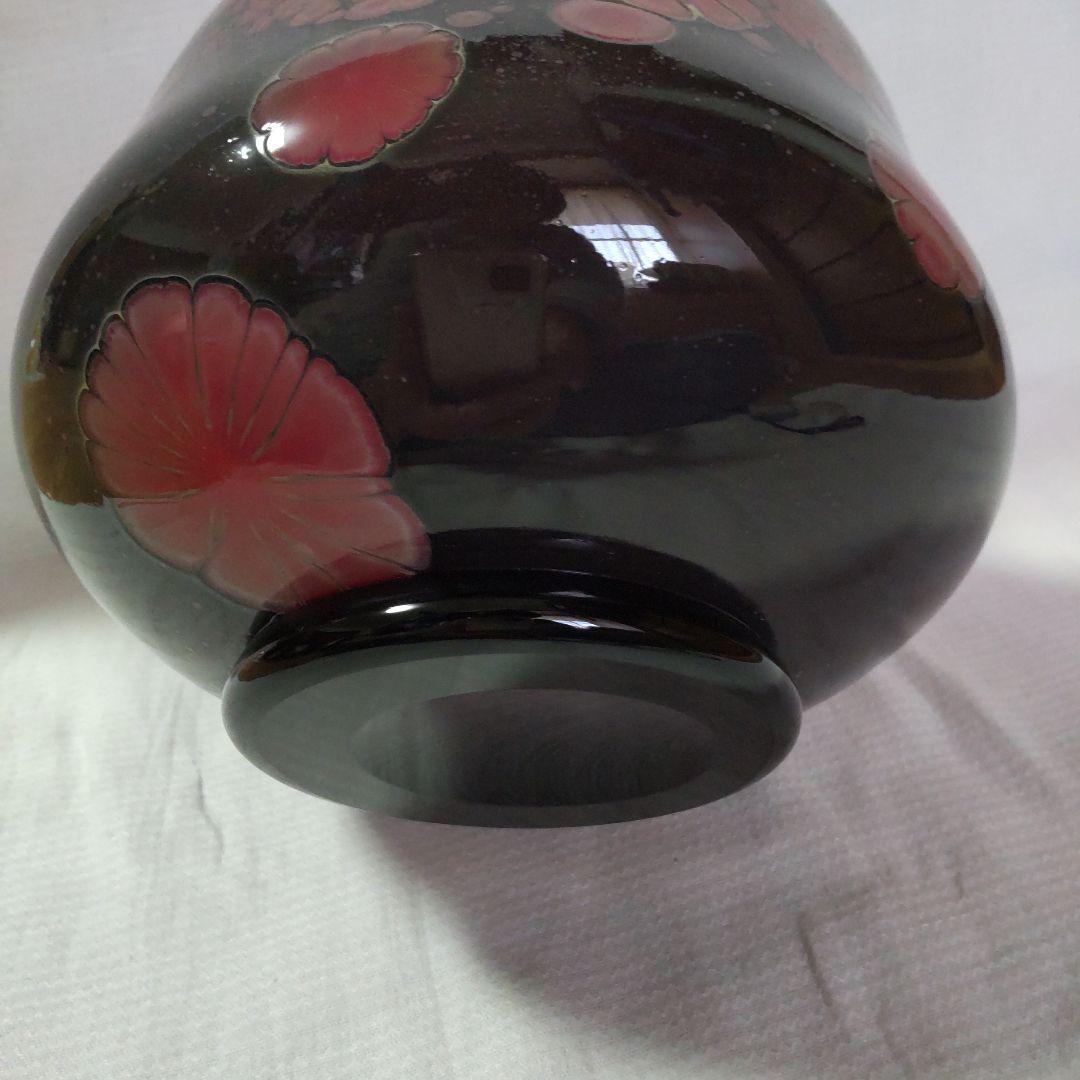 窯変硝子 花瓶 陶器の様な不思議な色ガラス フラワーベース 炎宴