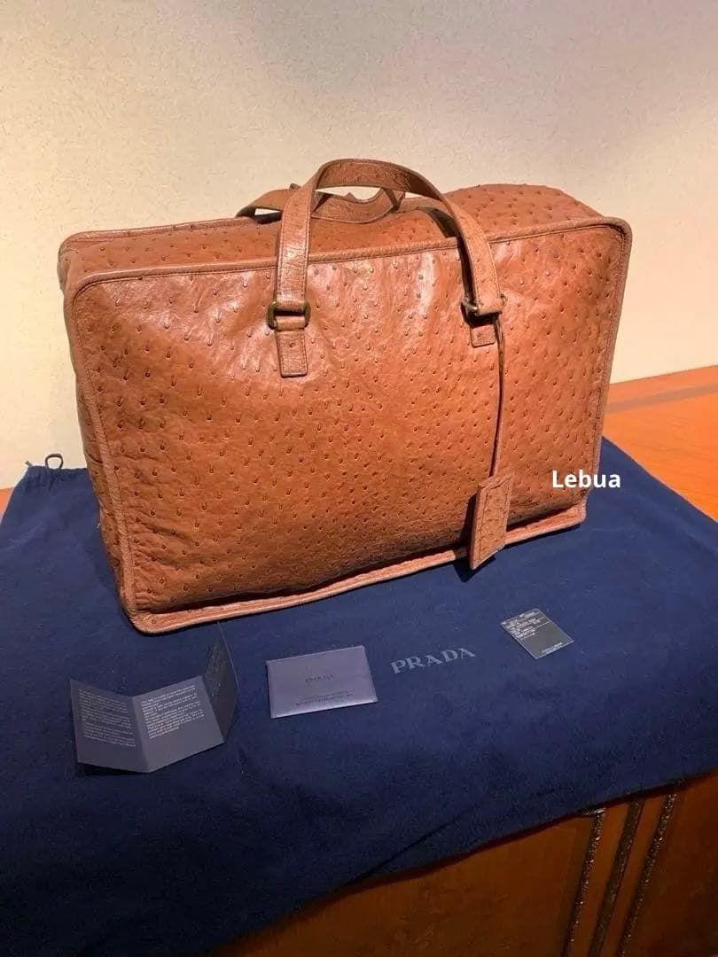 【最高峰】PRADAプラダ　最高級オーストリッチ製　ビジネスソフトトランク未使用
