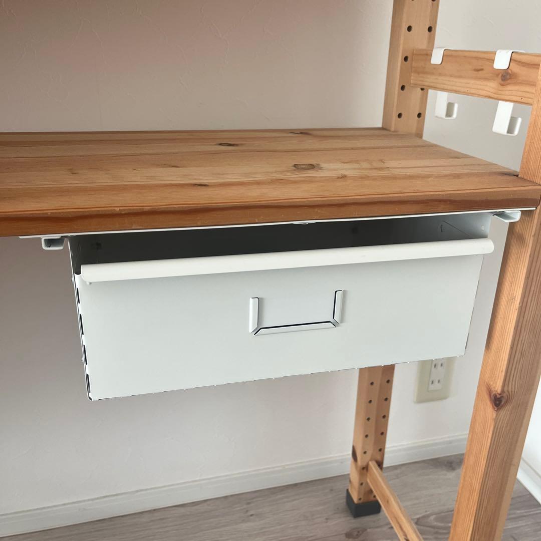 IKEA IVER 木製4段シェルフ 扉付き収納 引き出し付き IKEA IVER 木製4