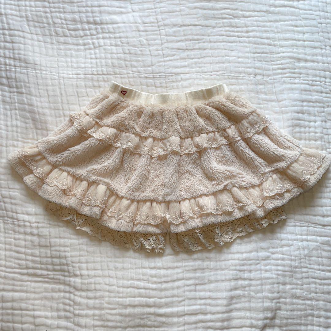 00s 希少 LIZLISA系 ファー×レース 異素材フリルスカパン 姫ギャル