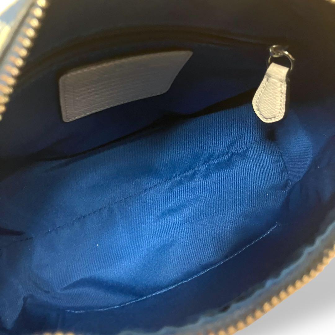 【美品】Coachコーチ　ミニボストンバッグ 花柄　ブルー　PVC 2way