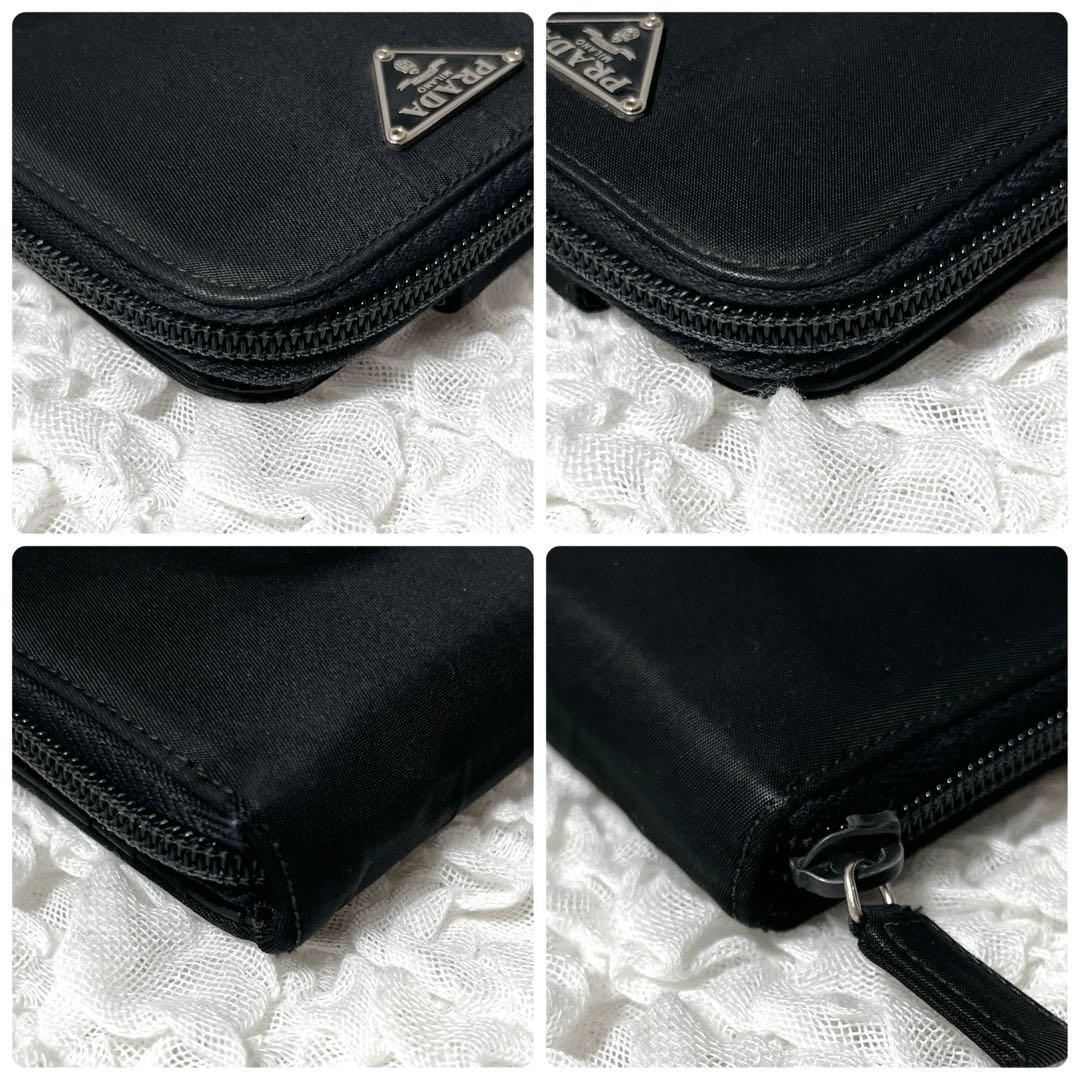 プラダ　ナイロン　レザー　三角ロゴ　コンパクト　二つ折り　財布　PRADA