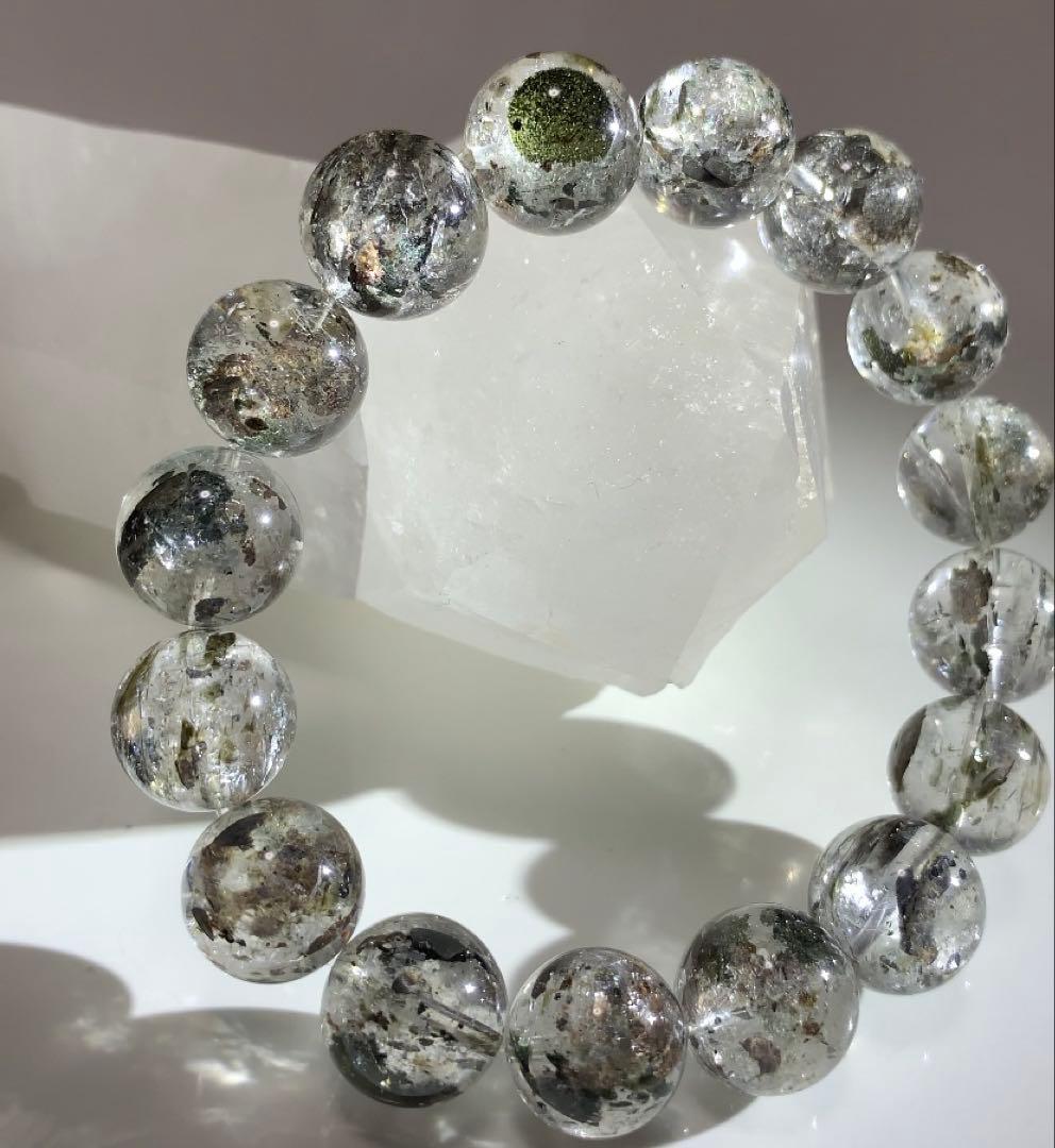 ★かな様★ ①★最高品質★超激レアグリーンマイカinクォーツ　ブレスレット