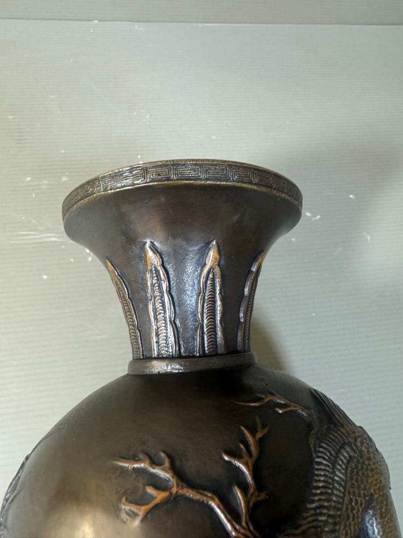 2647 古銅　エビス　花瓶　時代物