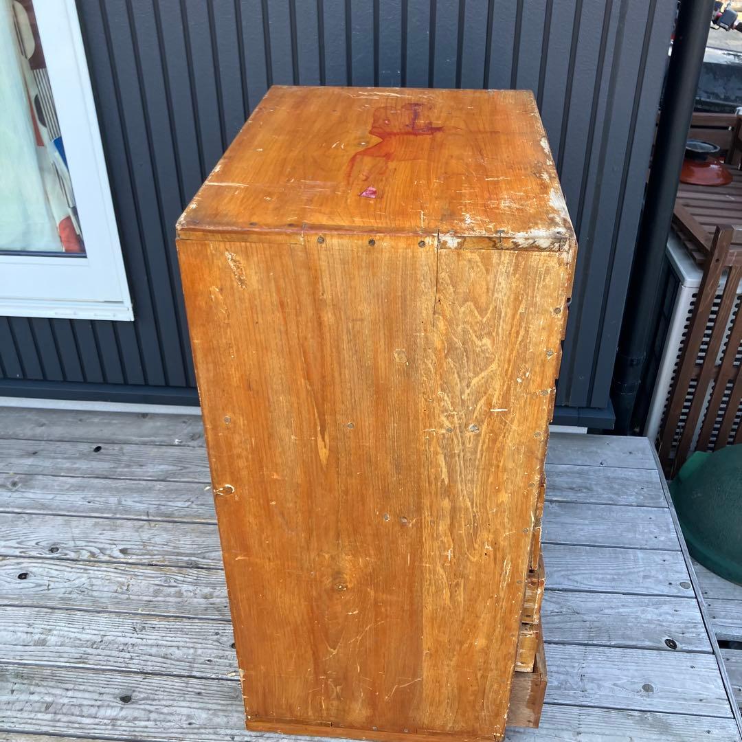 昭和レトロ 古家具 木製収納棚 大工道具棚 サイドボード 整理棚 15杯