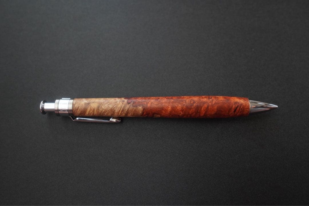 工房楔　花梨紅白（こぶ杢）シャ ープペンシル 未使用　0.5㎜固定式口金付き