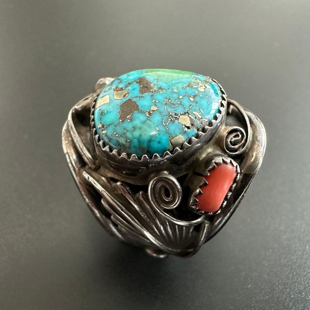 Navajo Running Bear キングマンターコイズ リング 24号