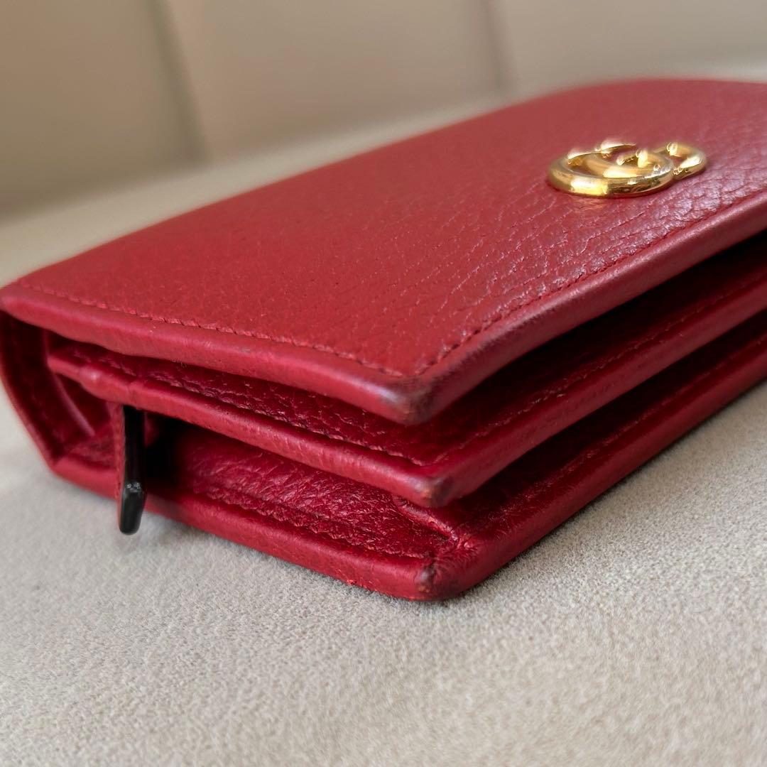 GUCCI グッチ GGマーモント 二つ折り財布 レッド